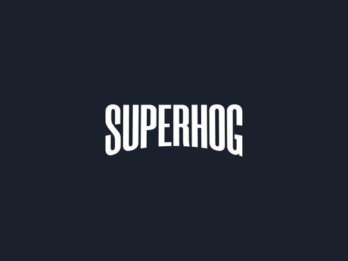 SUPERHOG logo with black background