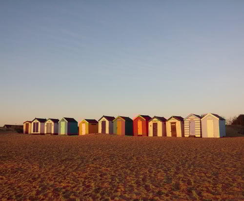 the 'royals' beach huts on Sothwold promenade