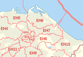 Edinburgh map postcodes area