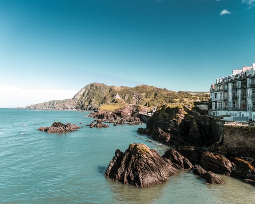 rock formations along ilfracombe bay