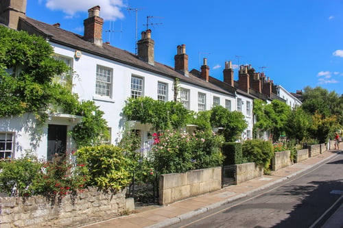 Cottages on Old Palace Lane in Richmond village, West London
