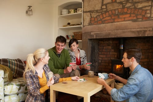 young couples in cosy cottage