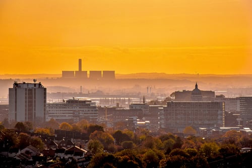 autum haze skyline of nottingham